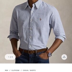 Ralph Lauren XL Button up Men Shirt Blue, Black, And White Plaid